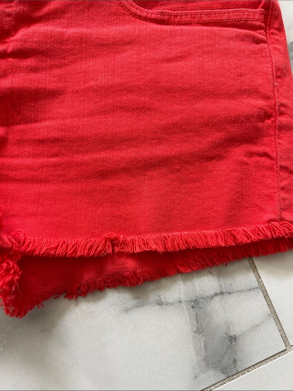 Lucky Brand Red Frayed-Hem Jean Shorts - Picture 7 of 10